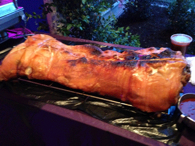 We prepare on site (or off site) whole pig roasts with theme side items