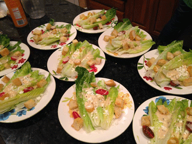 plated Caesar salads